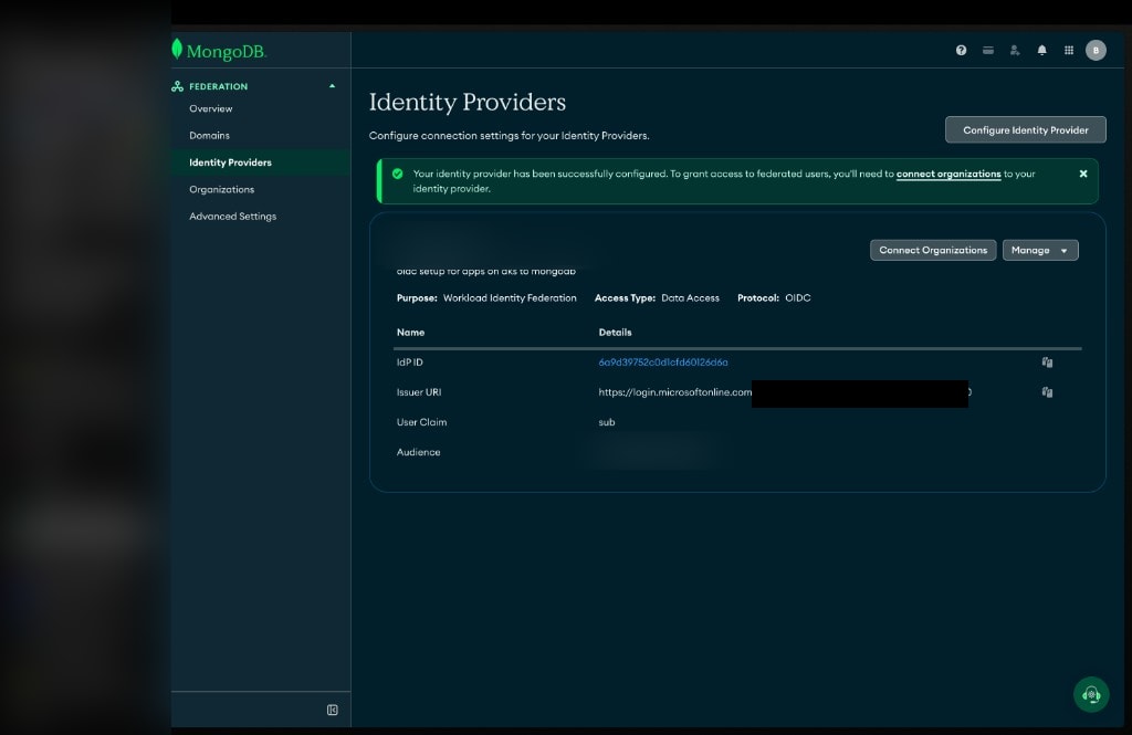 Atlas Workload IdP configured successfully
