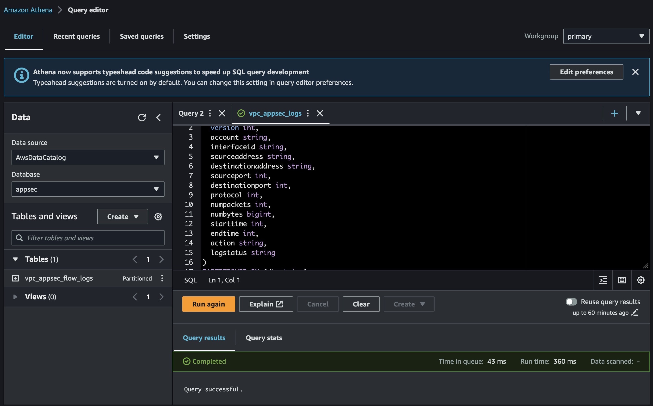 athena query dashboard