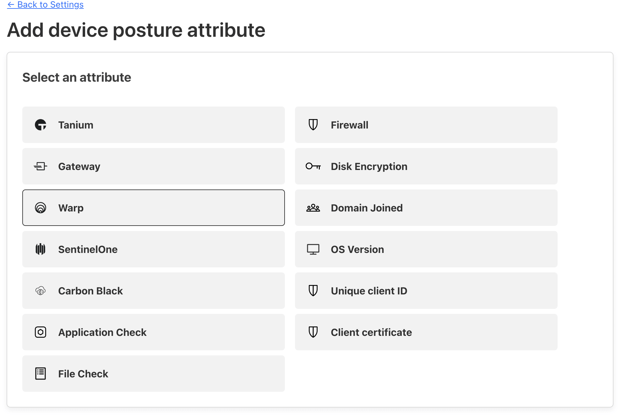 Setting Warp Client Posture Check