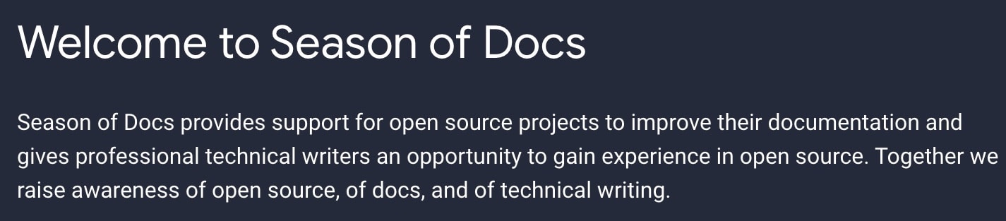 google season of docs open source