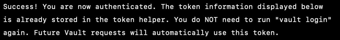 hashicorp vault login success